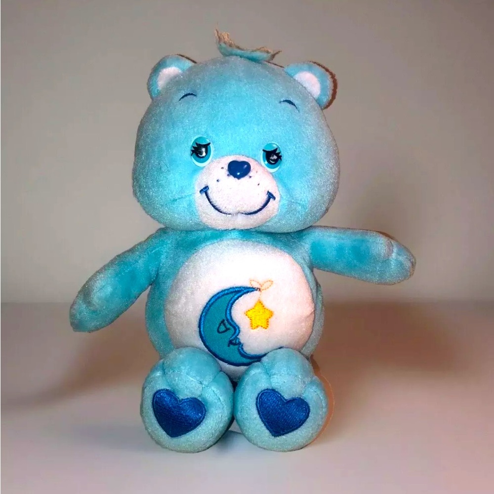Care Bears Bedtime Bear 2002 Plush Blue Moon & Star Heart Stuffed Animal Vintage